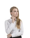 Pensive blond woman isolated Royalty Free Stock Photo