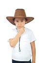 Pensive boy in cowboy hat Royalty Free Stock Photo
