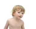 Pensive boy in on white background Royalty Free Stock Photo