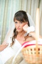 Pensive bride looking at camera Royalty Free Stock Photo