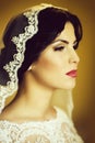 Pensive brunette bride Royalty Free Stock Photo