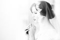 Pensive brunette bride Royalty Free Stock Photo