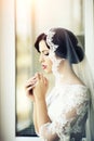 Pensive brunette bride Royalty Free Stock Photo