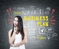 Pensive brunette woman business planning Royalty Free Stock Photo