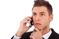 Pensive business man on the phone Royalty Free Stock Photo