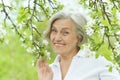 Pensive elderly woman Royalty Free Stock Photo