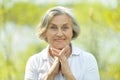 Pensive elderly woman Royalty Free Stock Photo