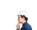 Pensive engineer Royalty Free Stock Photo