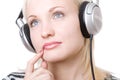 A pensive girl in headphones Royalty Free Stock Photo