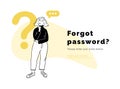 Pensive girl remembers her password with question