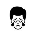 Black solid icon for Pensive, contemplatively and weeping Royalty Free Stock Photo