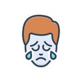 Color illustration icon for Pensive, contemplatively and weeping Royalty Free Stock Photo
