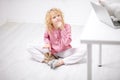 Pensive little girl with kitten Royalty Free Stock Photo