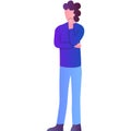 Pensive man vector person think flat icon