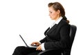 Pensive modern business woman using laptop Royalty Free Stock Photo