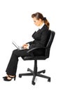 Pensive modern business woman using laptop Royalty Free Stock Photo