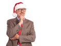 Pensive old santa claus businessman looks away Royalty Free Stock Photo