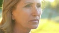 Pensive old woman thinking about life, plastic surgery and botox, face closeup Royalty Free Stock Photo