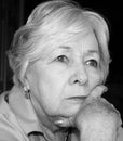 Pensive Older Woman in Black and White