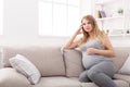 Pensive pregnant woman dreaming about child Royalty Free Stock Photo