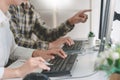 Pensive programmer working on desktop pc programming code technologies or website design at office Software Development Company Royalty Free Stock Photo