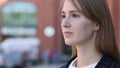 Pensive Serious Woman Standing Outside Office Royalty Free Stock Photo