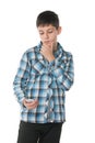 Pensive teen with a cell phone Royalty Free Stock Photo