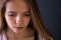 Pensive teenager girl closeup portrait Royalty Free Stock Photo