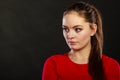 Pensive thoughtful young woman girl. Royalty Free Stock Photo