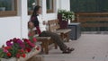 Pensive woman resting on the bench