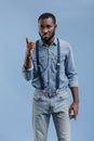 pensive young african american man doing idea gesture