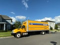 A Penske Rental truck used to move a family to a new home.  Penske Truck Rental is a privately held company owned by Penske Royalty Free Stock Photo