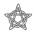 Pentacle occult sign in a circle. Pentagram hand drawn magic doodle. Isolated vector pagan wiccan image Royalty Free Stock Photo