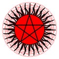 Pentacle on red decoration isolated Royalty Free Stock Photo
