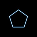 pentagon icon in neon style. One of geometric figure collection icon can be used for UI, UX