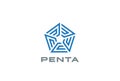 Pentagon Star Logo design vector Linear style.