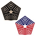 Pentagon vector illustration in black and tan, and red white and blue versions Royalty Free Stock Photo