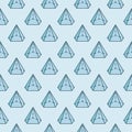 Pentagonal cone shape blue vector seamless pattern. Geometry Science background