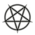 Pentagram - black and white vector illustration of simple five-pointed star with border in circle, isolated on white Royalty Free Stock Photo