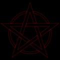 Pentagram blood red runic spell circle. Satanic sign, Magic casting ring. Pentalpha, Pentangle Royalty Free Stock Photo