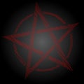 Pentagram blood red runic spell circle. Satanic sign, Magic casting ring. Pentalpha, Pentangle Royalty Free Stock Photo
