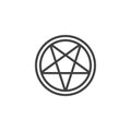 Pentagram in circle line icon