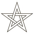 Pentagram five end star with weave sides, sector symbol dark forces