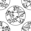Pentagram occult symbol seamless pattern Royalty Free Stock Photo