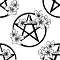 Pentagram occult symbol seamless pattern Royalty Free Stock Photo