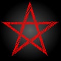 Pentagram or pentalpha or pentangle. dot work ancient pagan symbol of five-pointed star isolated illustration. Black work, flash Royalty Free Stock Photo