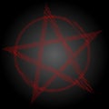 Pentagram or pentalpha or pentangle. dot work ancient pagan symbol of five-pointed star isolated illustration. Black Royalty Free Stock Photo