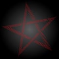 Pentagram or pentalpha or pentangle. dot work ancient pagan symbol of five-pointed star isolated illustration. Black