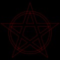 Pentagram or pentalpha or pentangle. dot work ancient pagan symbol of five-pointed star isolated illustration. Black