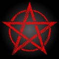 Pentagram or pentalpha or pentangle. dot work ancient pagan symbol of five-pointed star isolated illustration. Black work flash